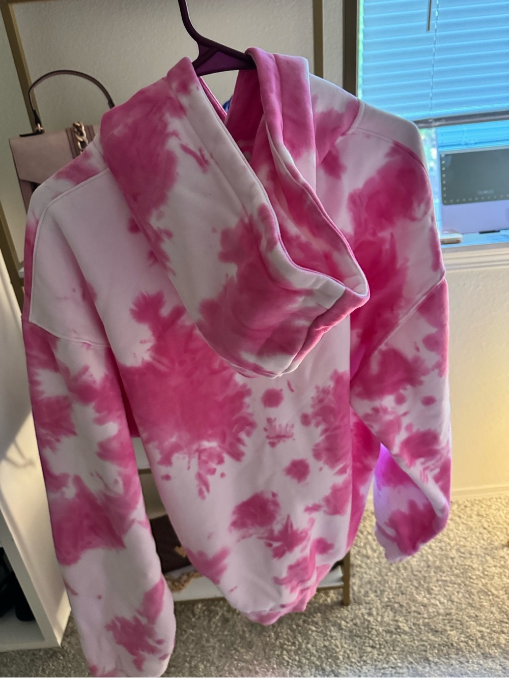 Women’s Pink Tie-Dye Crewneck Hoodie - Casual Scoop Style